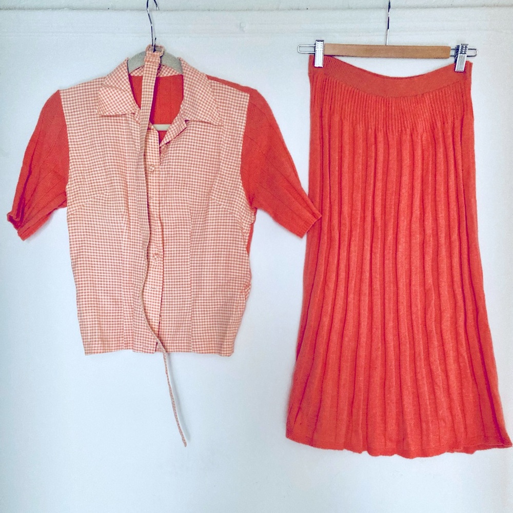 Vintage 60s 70s Featherknits dress suit